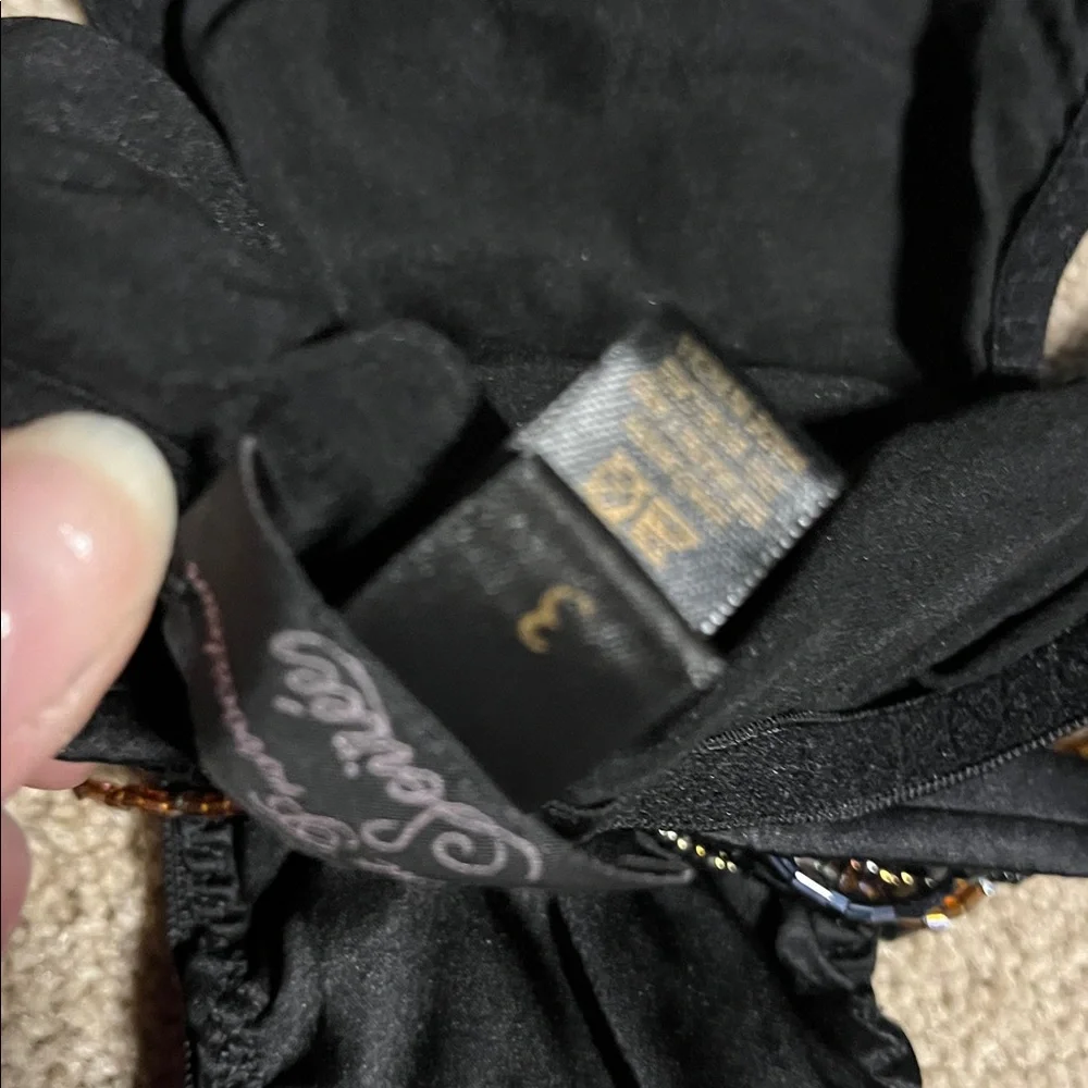 Agent provocateur Lidija Black Beaded bra and brief Set - 34D quarter cup, 3/med